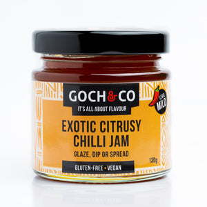 
                  
                    Exotic Citrusy Chilli Jam, gluten free chilli jam suitable for vegans.
                  
                